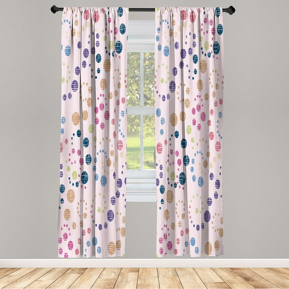 Ambesonne Modern Art Curtains, Grunge Polka Dots Print, Pair of 28"x84", Pale Rose