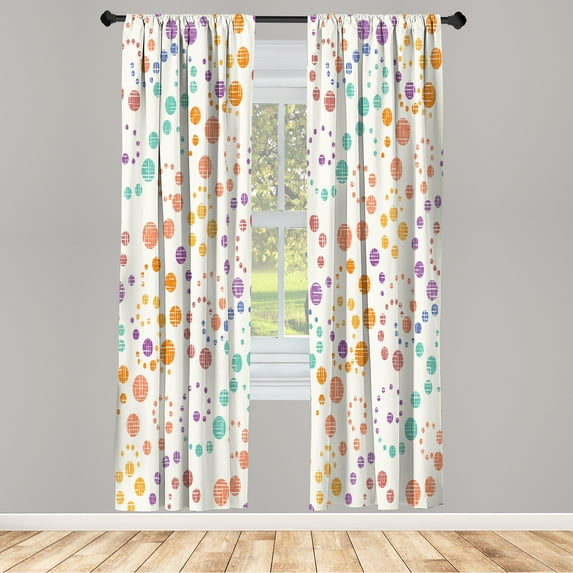 Ambesonne Modern Art Curtains, Grunge Polka Dots Print, Pair of 28"x84", Salmon White