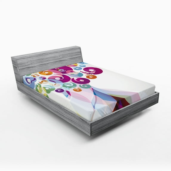 Ambesonne Modern Art Fitted Sheet, Colorful Warm Shades, Full Size, Multicolor