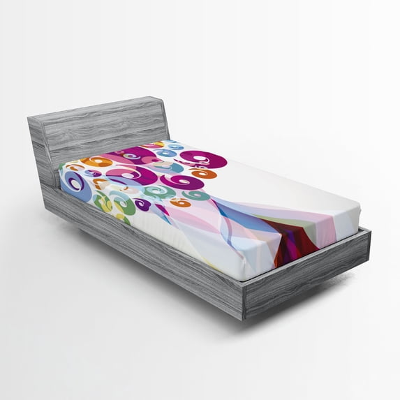 Ambesonne Modern Art Fitted Sheet, Colorful Warm Shades, Twin Size, Multicolor