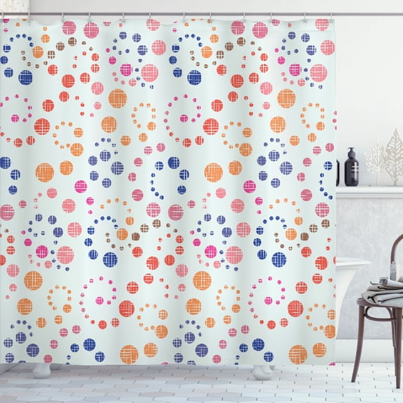 Ambesonne Modern Art Shower Curtain, Grunge Polka Dots Print, 69"Wx70"L, Apricot Magenta
