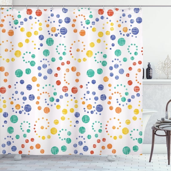 Ambesonne Modern Art Shower Curtain, Grunge Polka Dots Print, 69"Wx70"L, Dark Violet