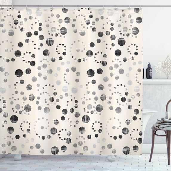 Ambesonne Modern Art Shower Curtain, Grunge Polka Dots Print, 69"Wx75"L, Dark Grey