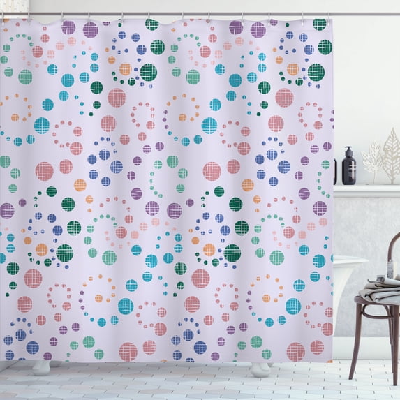 Ambesonne Modern Art Shower Curtain, Grunge Polka Dots Print, 69"Wx75"L, Pale Mauve