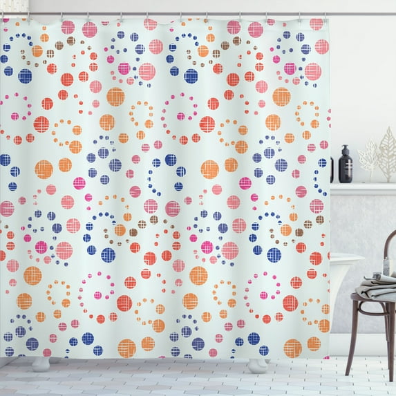 Ambesonne Modern Art Shower Curtain, Grunge Polka Dots Print, 69"Wx84"L, Apricot Magenta