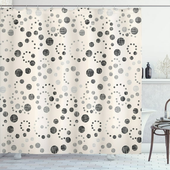 Ambesonne Modern Art Shower Curtain, Grunge Polka Dots Print, 69"Wx84"L, Dark Grey