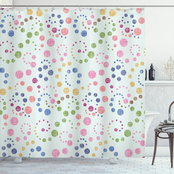 Ambesonne Modern Art Shower Curtain, Grunge Polka Dots Print, 69"Wx84"L, Olive Green