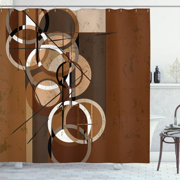 Ambesonne Modern Art Shower Curtain, Surreal Abstract Retro, 69"Wx70"L, Chocolate White