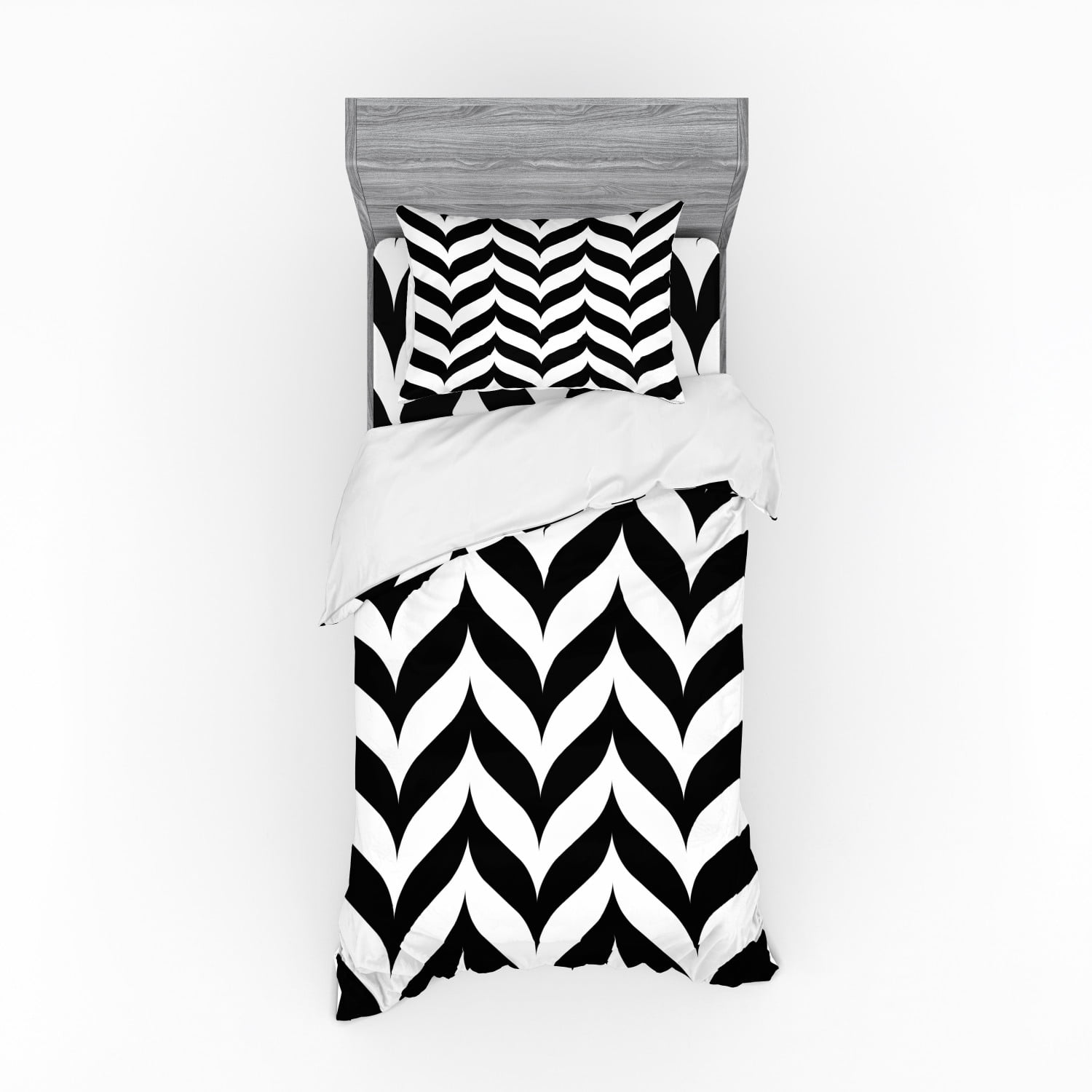 Twin XL Black and White Chevron Duvet Cover Set