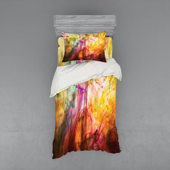 Ambesonne Modern Bedding Set 3 Pcs, Rainbow Colored Image, Twin, Multicolor