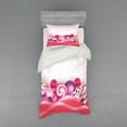 thumbnail image 1 of Ambesonne Modern Bedding Set 3 Pcs, Rainbow Swirl Lollipop, Twin, Dark Coral Pale Pink, 1 of 3