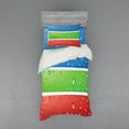 thumbnail image 1 of Ambesonne Modern Bedding Set 3 Pcs, Water Drops on a Plastic, Twin XL, Red Fern Green Blue, 1 of 2