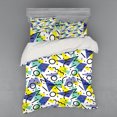 thumbnail image 1 of Ambesonne Modern Bedding Set 4 Pcs, Geometric Retro Theme, Queen, Blue Yellow and Black, 1 of 3