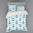 thumbnail image 1 of Ambesonne Modern Bedding Set 4 Pcs, Pattern with Anchors, Queen, Pale Blue Dark Green, 1 of 3