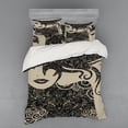 thumbnail image 1 of Ambesonne Modern Bedding Set 4 Pcs, Woman with Cool Posing, Queen, Dark Taupe and Tan, 1 of 3