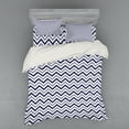 thumbnail image 1 of Ambesonne Modern Bedding Set 4 Pcs, Zig Zag Striped Pattern, Queen, Navy Blue White, 1 of 2