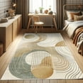 thumbnail image 1 of Ambesonne Modern Boho Decorative Rug Carpet, Abstract Geometry Swirl, 4' X 5' 5", Tan Beige Grey Teal, 1 of 5