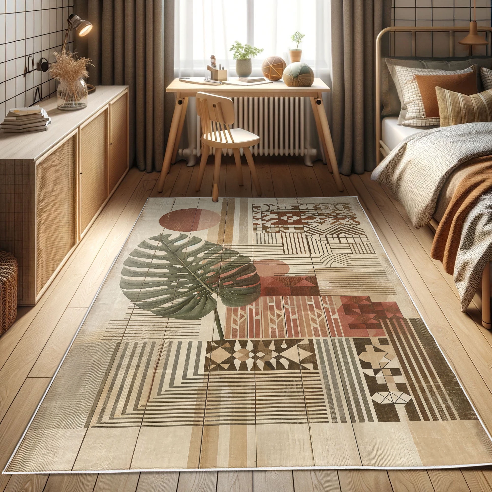 Redwood Pale Camel Boho Synthetic Area Rug 2'5" x 5'