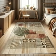 thumbnail image 1 of Ambesonne Modern Boho Decorative Rug Carpet, Mid Century Monstera, 4' X 5' 5", Redwood Pale Camel, 1 of 5