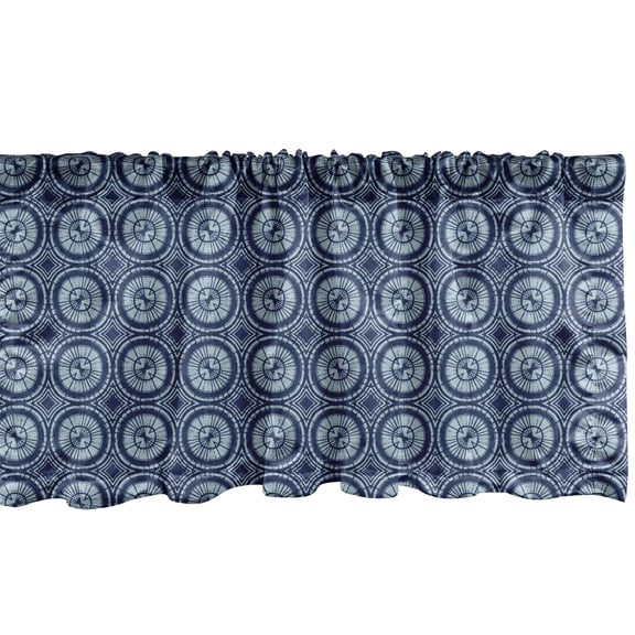 Ambesonne Modern Boho Valance Pack of 2, Blue Ordered Circles, 54"X12", Dark Blue Grey and Blue