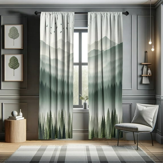 Ambesonne Modern Cadet Blue Grey Teal Floral Rod Pocket Light Filtering Curtain, 28 x 84 in (2 Panels)