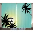 thumbnail image 1 of Ambesonne Modern Curtains 2 Panel Set, Hawaiian Miami Beach Sun, 108" x 96", Seafoam Black, 1 of 3