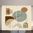 thumbnail image 1 of Ambesonne Modern Curtains 2 Panel Set, Mid Century Boho Sun Leafy, 108" x 84", Beige Dark Sea Green Tan, 1 of 2