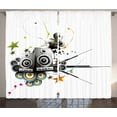 thumbnail image 1 of Ambesonne Modern Curtains 2 Panel Set, Music Set Headphones, 108" x 96", Black Green and Orange, 1 of 3