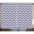 thumbnail image 1 of Ambesonne Modern Curtains 2 Panel Set, Zig Zag Striped Pattern, 108" x 90", Navy Blue White, 1 of 3