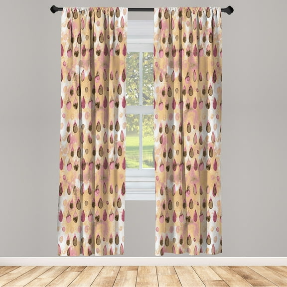 Ambesonne Modern Curtains, Abstract Blue Drops Print, Pair of 28"x95", Peach Pink