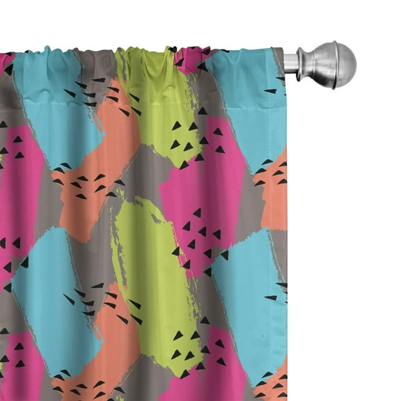 Ambesonne Modern Curtains, Abstract Colors Triangle, Pair of 28"x63", Multicolor