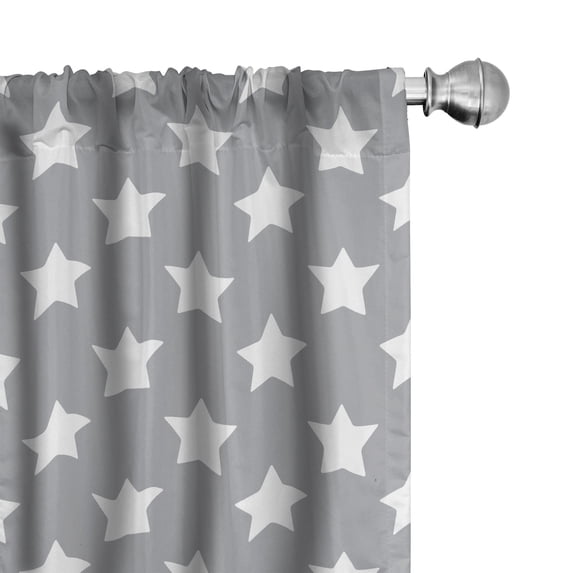 Ambesonne Modern Curtains, Art with Big Stars, Pair of 28"x63", White Grey