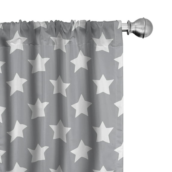 Ambesonne Modern Curtains, Art with Big Stars, Pair of 28"x84", White Grey