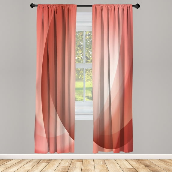 Ambesonne Modern Curtains, Colorful Twist Lines Print, Pair of 28"x95", Coral Blush