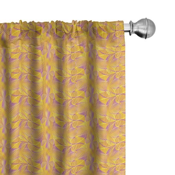 Ambesonne Modern Curtains, Colorful Wavy Circular Lines, Pair of 28"x63", Earth Yellow and Pale Pink