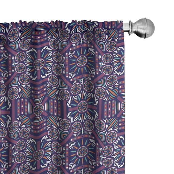 Ambesonne Modern Curtains, Contemporary Floral Trippy, Pair of 28"x63", Dried Rose Indigo Seafoam