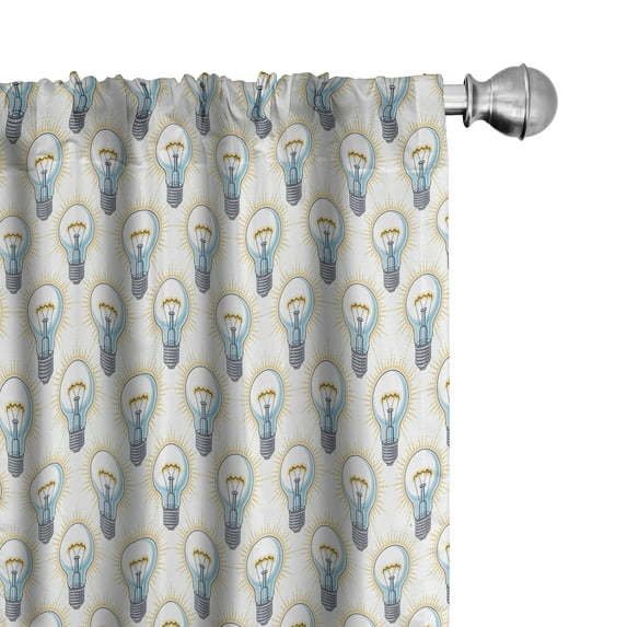 Ambesonne Modern Curtains, Electric Lamp Beams Graphic, Pair of 28"x63", Ivory Multicolor