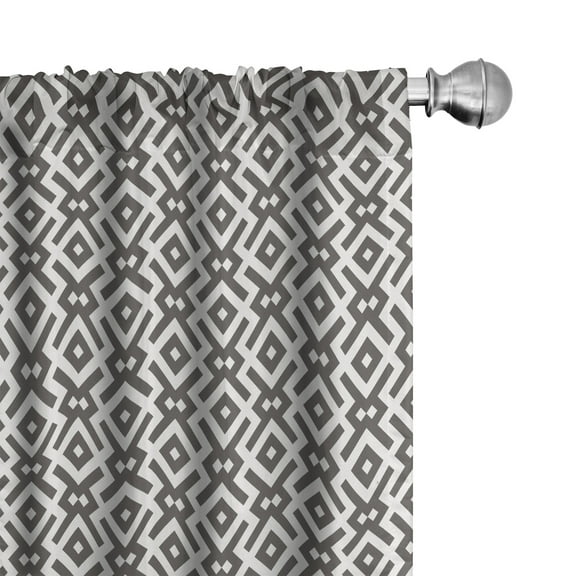 Ambesonne Modern Curtains, Geometric Lines, Pair of 28"x63", Dark Taupe and White