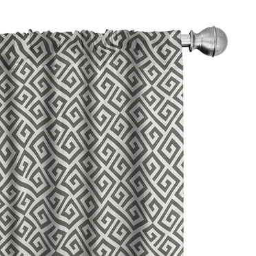 Ambesonne Modern Curtains, Geometric Maze, Pair of 28"x84", White and Army Green