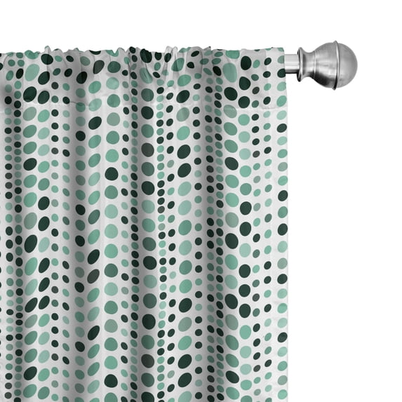Ambesonne Modern Curtains, Geometrical Circles Dots, Pair of 28"x84", Hunter Green Turquoise