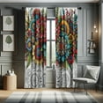 thumbnail image 1 of Ambesonne Modern Curtains, Jumble Tones Floral Oriental, Pair of 28"x84", Pale Grey Multicolor, 1 of 2