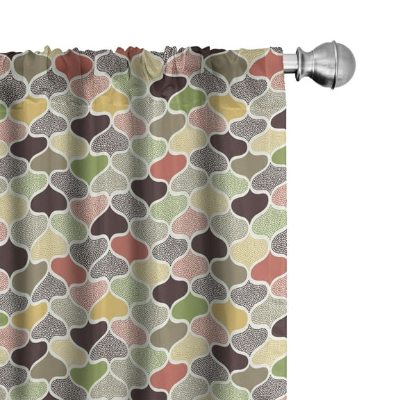 Ambesonne Modern Curtains, Oriental Morrocan Design, Pair of 28"x95", Multicolor
