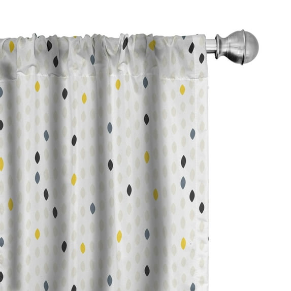 Ambesonne Modern Curtains, Polka Dots Geometric, Pair of 28"x95", Yellow White Grey