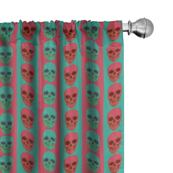 Ambesonne Modern Curtains, Skull Gothic, Pair of 28"x95", Jade Green Magenta