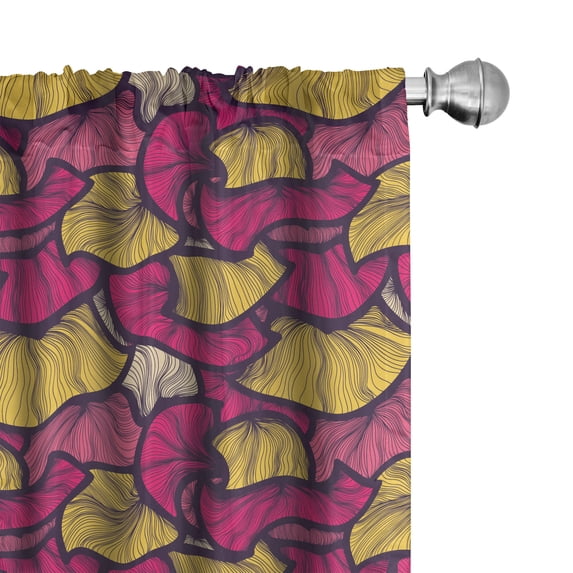 Ambesonne Modern Curtains, Striped Sketchy Shapes Art, Pair of 28"x95", Pale Orange and Magenta