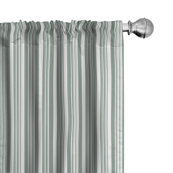 Ambesonne Modern Curtains, Thin and Bold Stipes, Pair of 28"x95", Pale Sage Green White