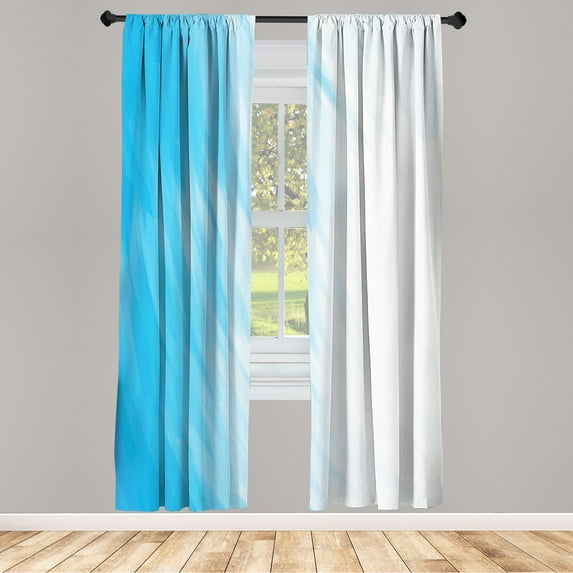 Ambesonne Modern Curtains, Waves Cloudy Sky, Pair of 28"x63", Blue White