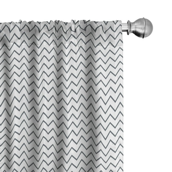 Ambesonne Modern Curtains, Zig Zag Chevron Waves, Pair of 28"x95", Grey White