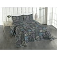 thumbnail image 1 of Ambesonne Modern Damask Quilted Coverlet 3 Pcs, Contemporary Skulls, King Size, Charcoal Grey Pale Lilac, 1 of 4