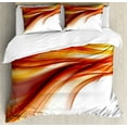 thumbnail image 1 of Ambesonne Modern Duvet Cover Set, Blurred Smock Art Rays, 2-Calking, Orange Red, 1 of 7